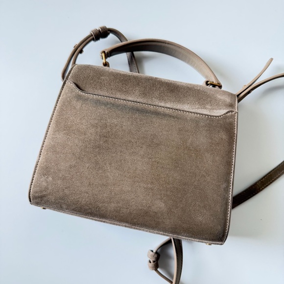 Yves Saint Laurent Cassandra Mini Top Handle Bag Beige Suede - Picture 5 of 11